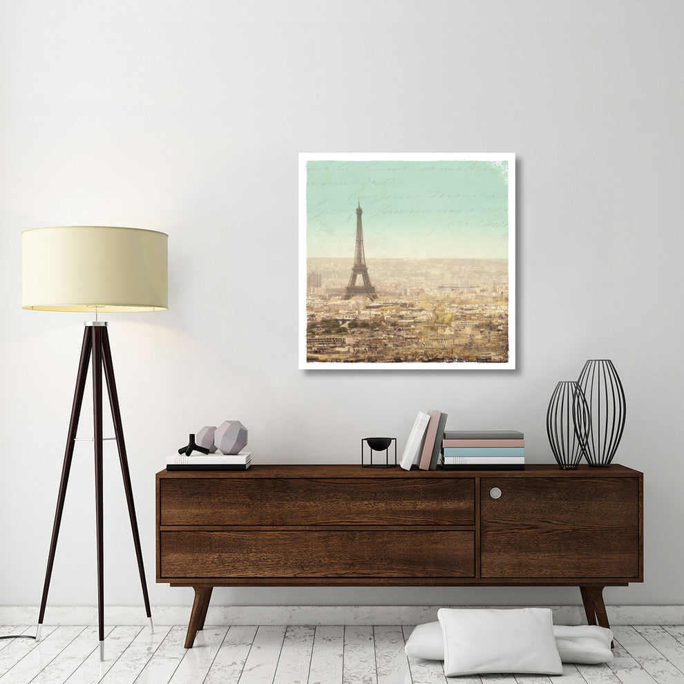 "Eiffel Landscape Letter Blue II" Digital Paper Print by Sue Schlabach, 38"x38"