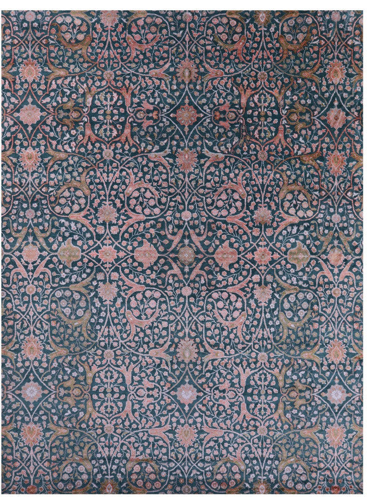 9' 0" X 12' 2" Modern Hand Knotted Wool & Silk Rug - Q15531