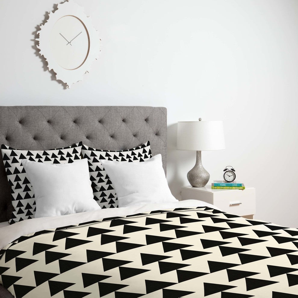 Deny Designs Holli Zollinger Triangles Black Duvet Cover - Lightweight