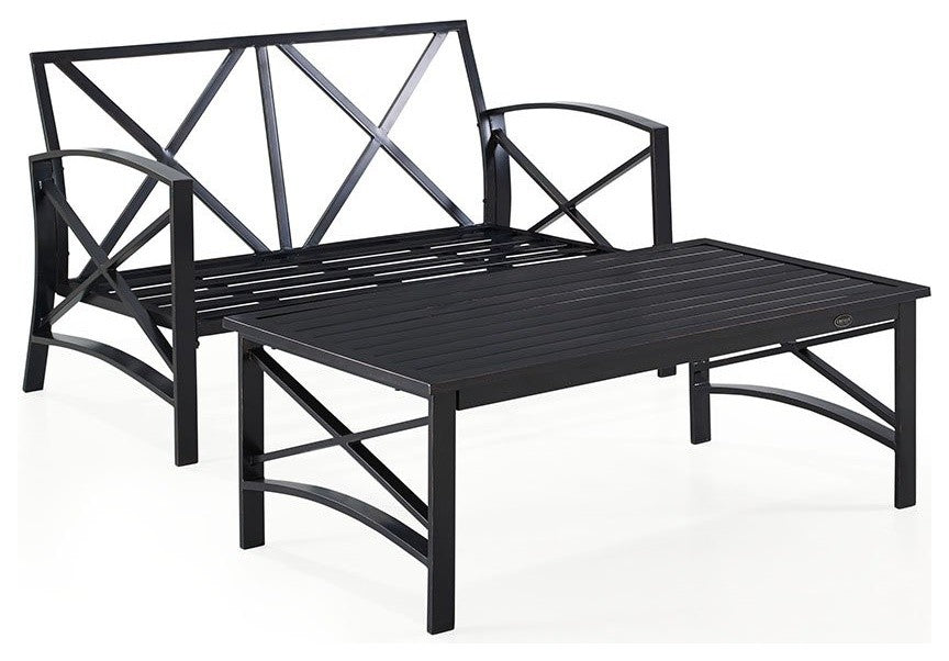 Kaplan 2-Piece Patio Set, Loveseat, Coffee Table, Oatmeal