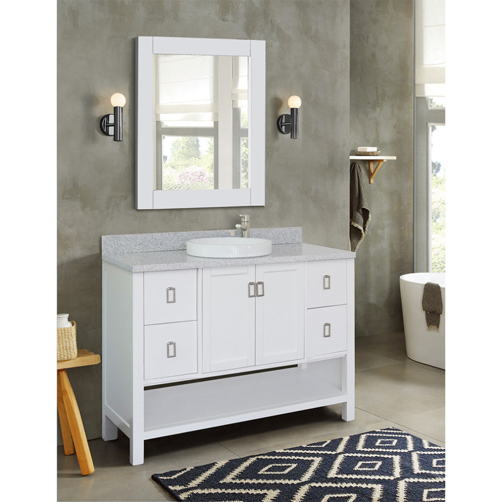 49" Single Vanity, White Finish With Gray Granite Top
