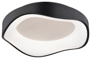 Bowen 1-Light Textured Black Modern Round LED Flush Mount Fixture, White Shade