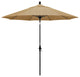 9' Matted Black Collar Tilt Lift Fiberglass Rib Aluminum Umbrella, Sunbrella, Linen Sesame