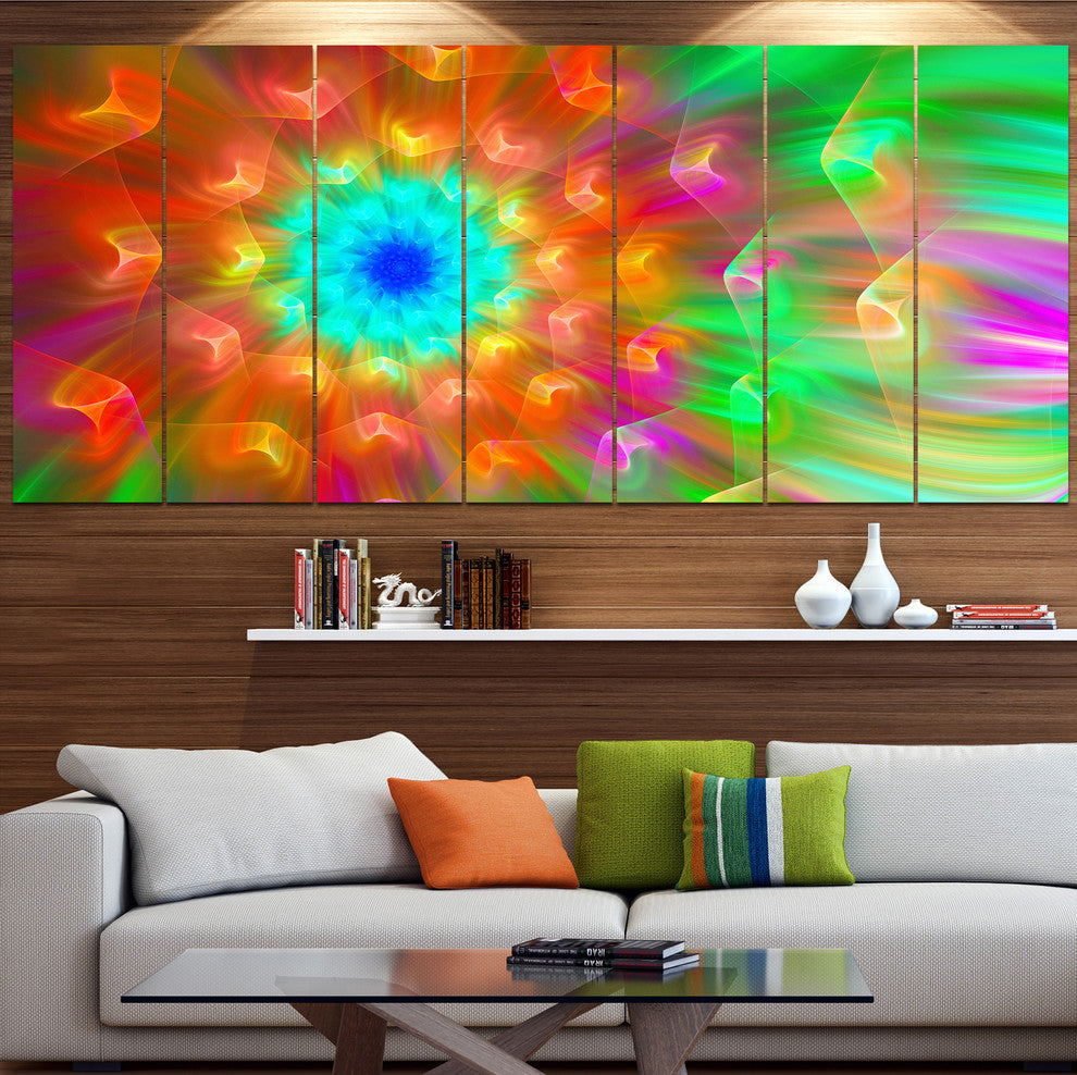 Amazing Multi Color Petals Dandelion, Floral Canvas Art Print, 83"x32", 7 Panels