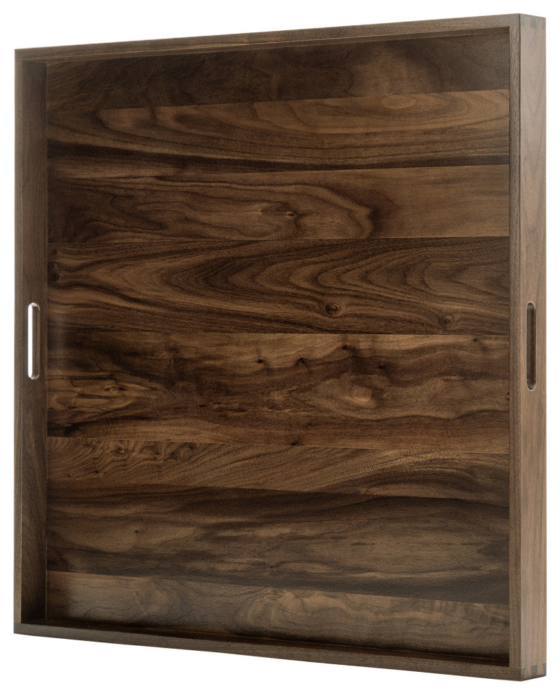 Square Black Walnut Solid Wood Tray Ottoman Tray, 30"