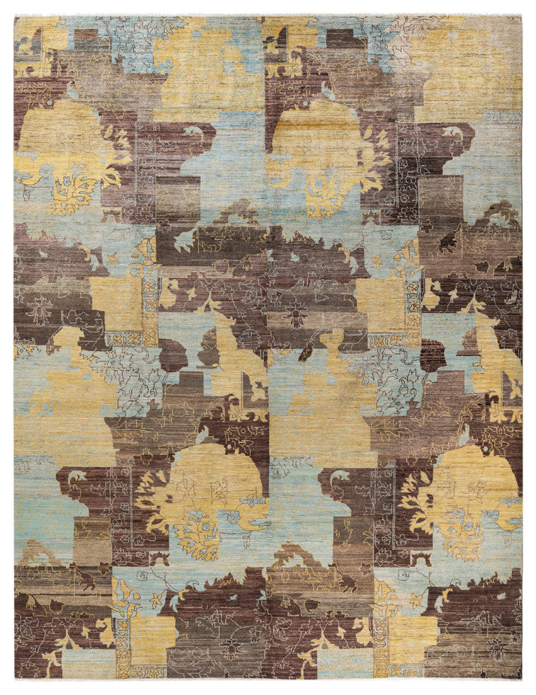 Eclectic, One-of-a-Kind Hand-Knotted Area Rug Brown, 10'0"x13'3"