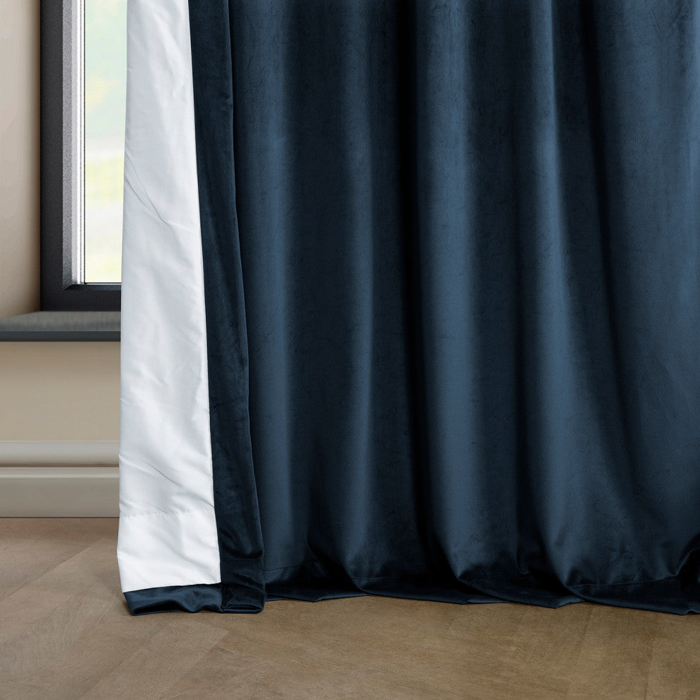 Heritage Plush Velvet Curtain Single Panel, Eternal Blue, 50"x108"