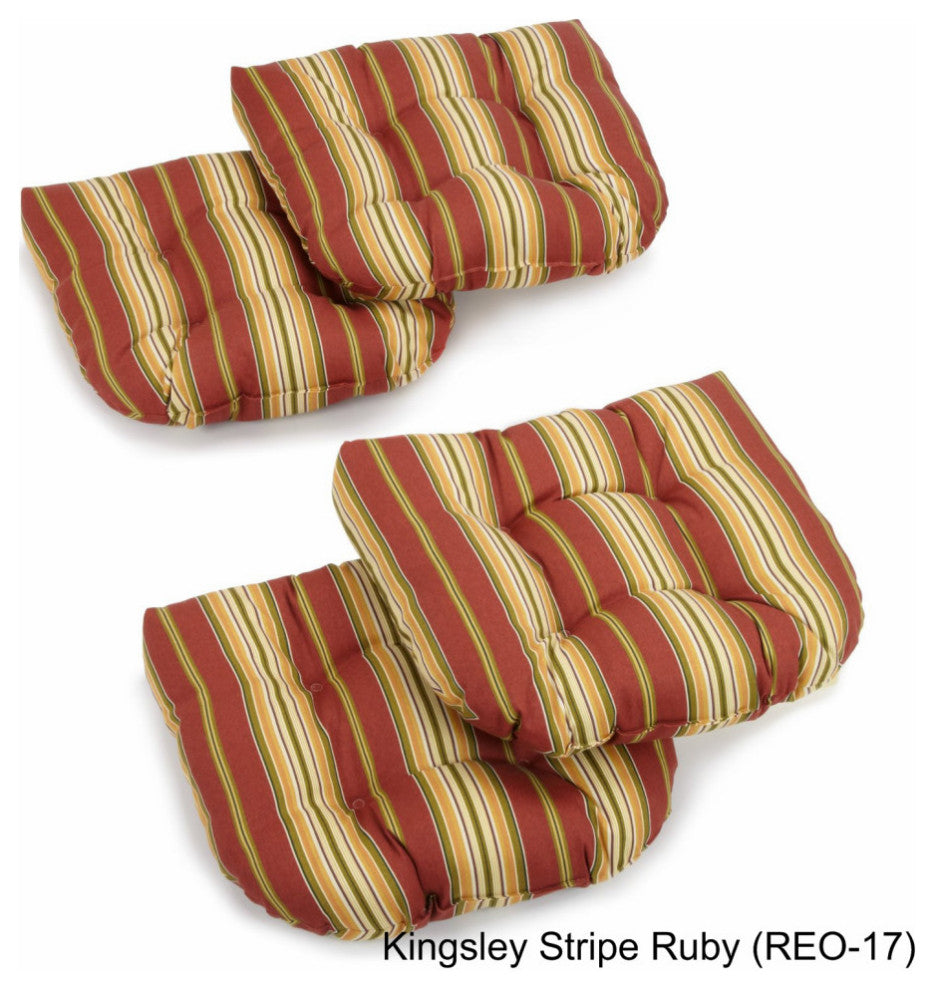 19" U-Shaped Outdoor Tufted Chair Cushions, Set of 4, Rugby