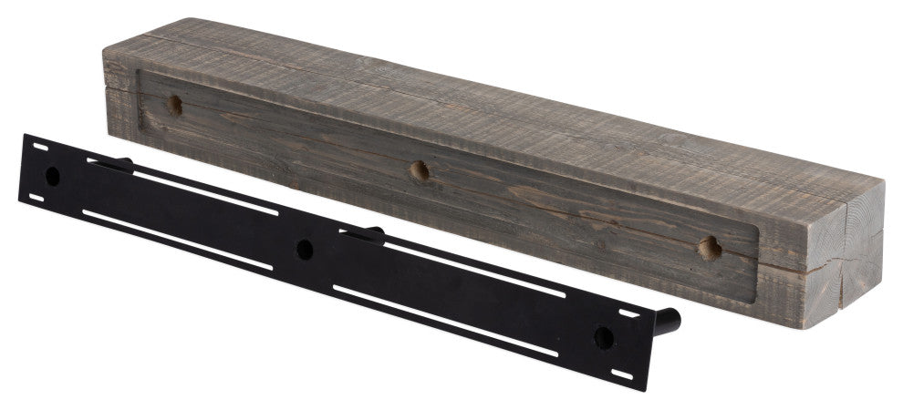 Solid Beam Fireplace Mantel Shelf, Ash Gray, 48"