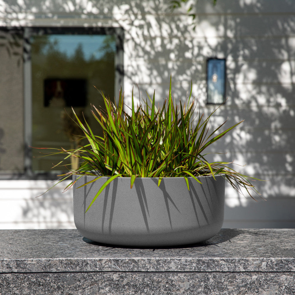 Pure Series Kona Bowl 14" Planter, Gray, 2 Pack