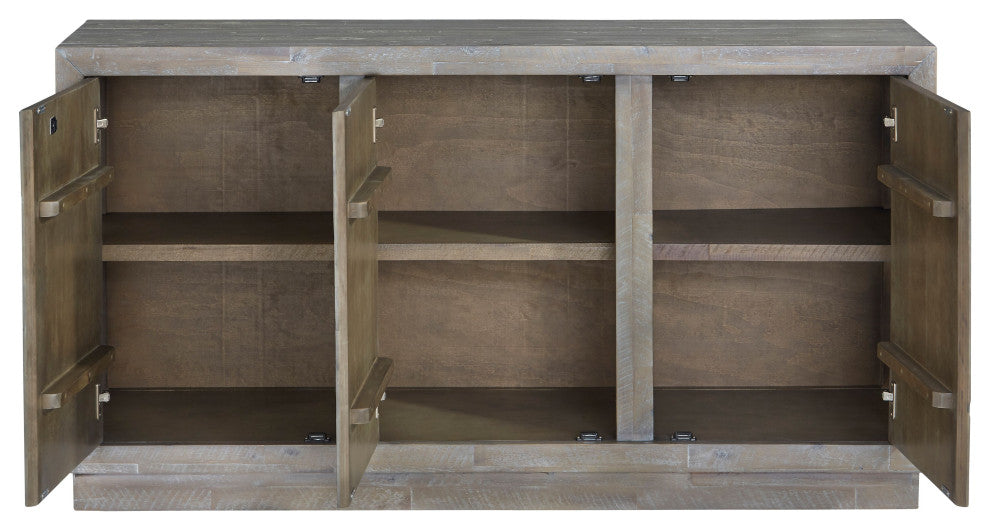 Modus Herringbone Solid Wood Three Door Sideboard in Rustic Latte