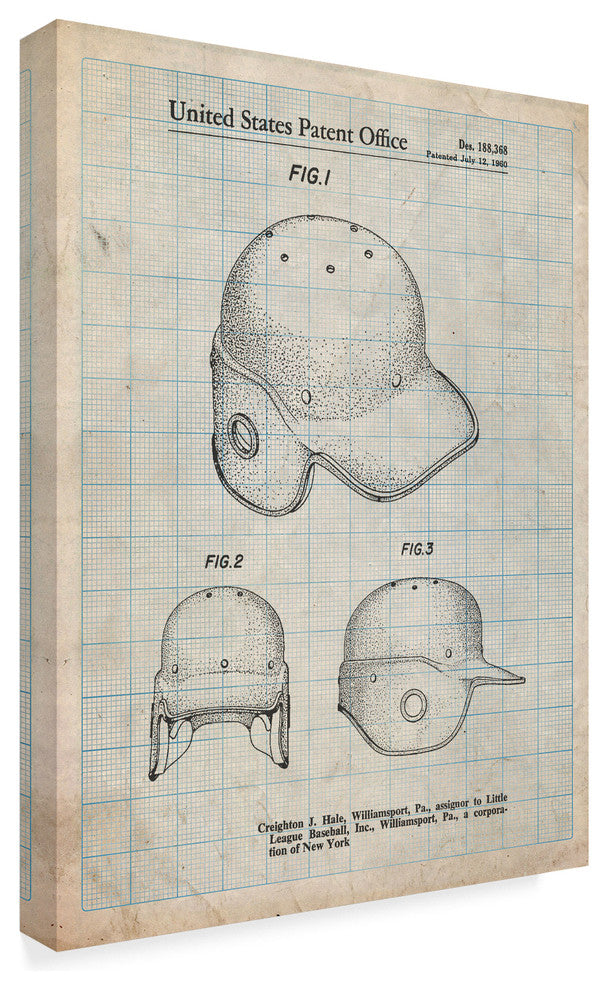 "Baseball Helmet" by Cole Borders, Canvas Art, 24"x18"