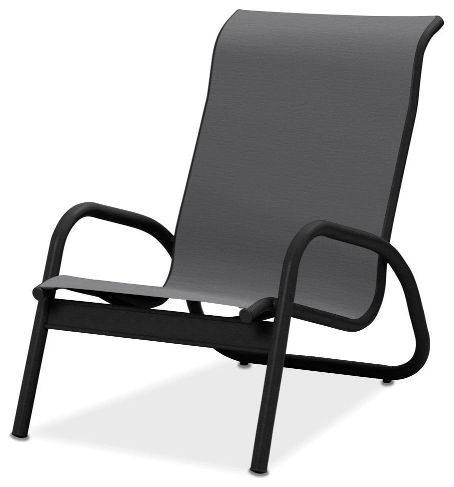 Gardenella Sling Stacking Poolside Chair, Textured Black, Augustine Pewter