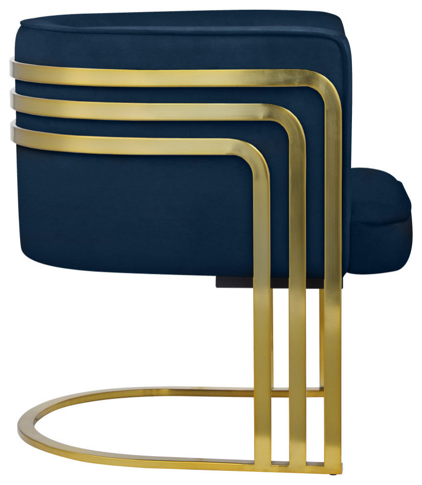 Rays Velvet Upholstered Accent Chair, Navy