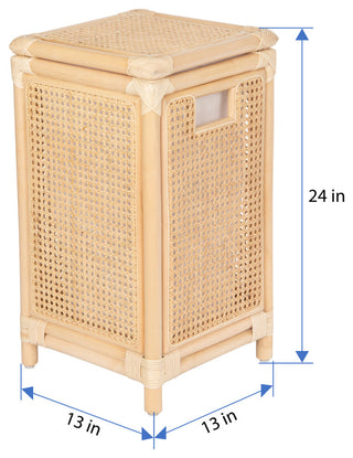 Rattan Cane Clothes Hamper, Laundry Basket, Removable Liner, Lid, 1 Load