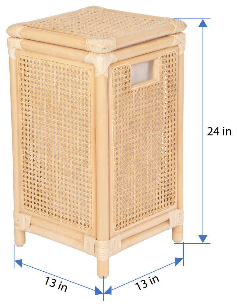 Rattan Cane Clothes Hamper, Laundry Basket, Removable Liner, Lid, 1 Load