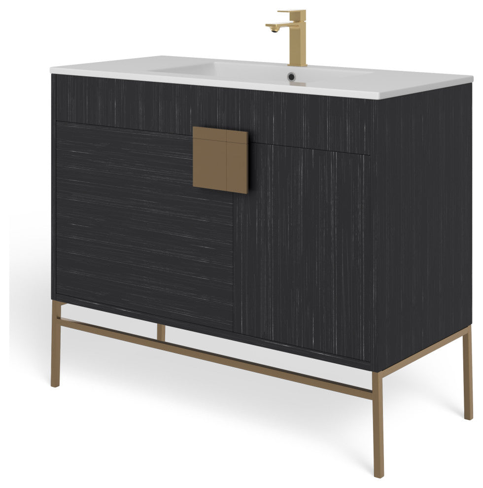 The Lancado Bathroom Vanity, Dawn Gray, 40", Single Sink, Freestanding