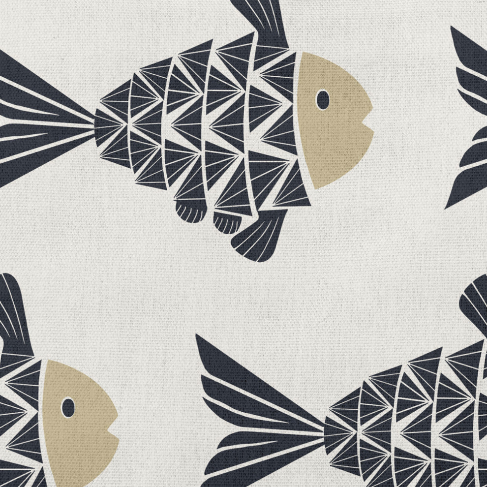 18x18" Fish Tales Nautical Decorative Indoor Pillow, Taupe