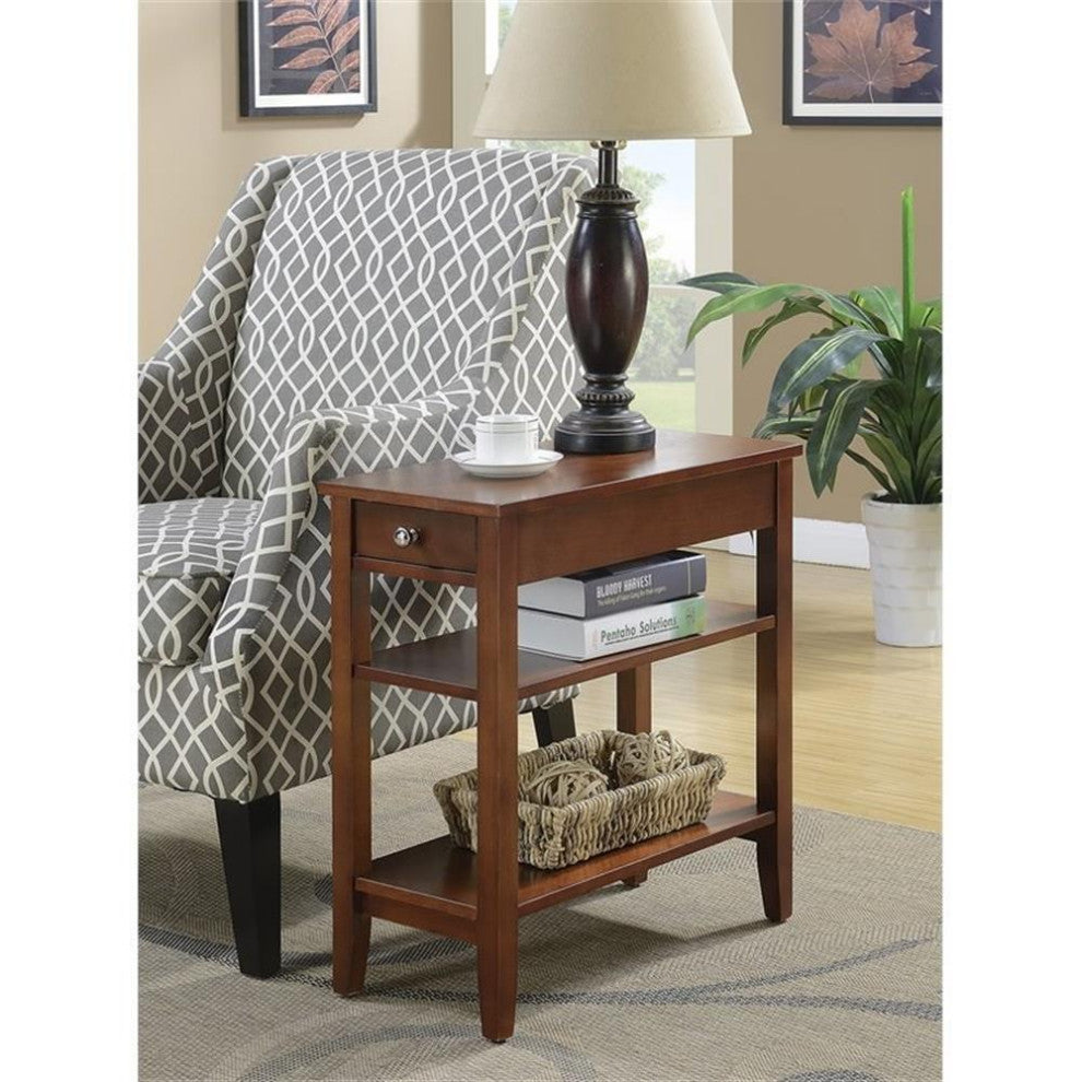 Convenience Concepts End Table Nightstand Bedside Rectangle in Wood - Mahogany