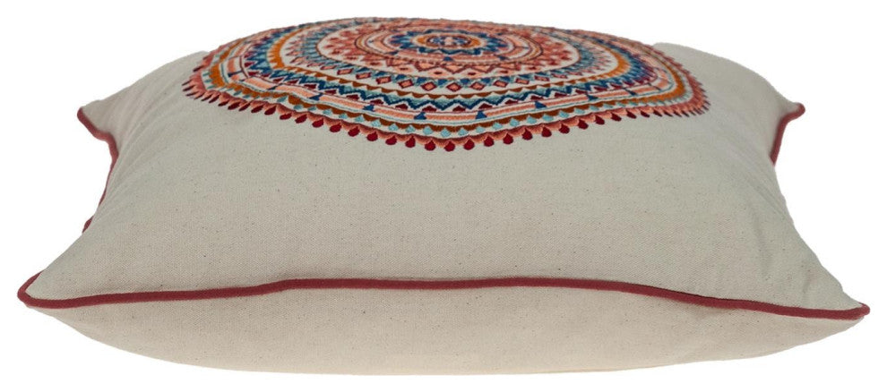 Mandala Embroidered Multicolor Throw Pillow