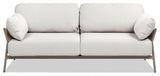 Jasper 73" Weaving Outdoor Patio Sofa, Wheat Beige