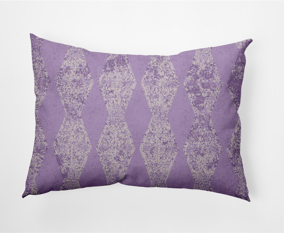 Pyramid Stripe Indoor/Outdoor Lumbar Pillow, Purple, 14x20"