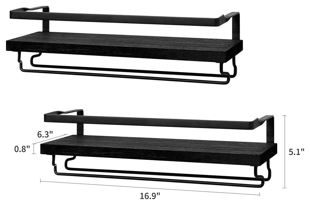 Wall Mounted Wine Rack Wood Shelf  Wine Display Storage Holder(set of 2)