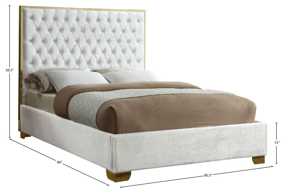 Lana Velvet Bed, White, King