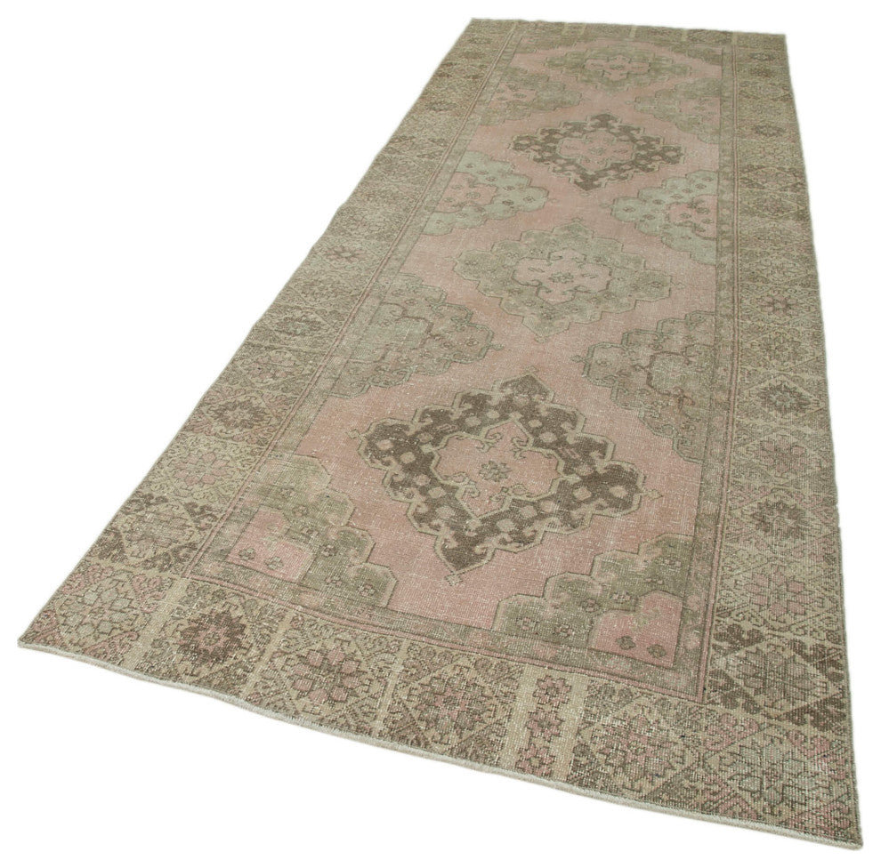 Rug N Carpet - Hand-knotted Turkish 4' 4" x 12' 6" Vintage Runner Rug