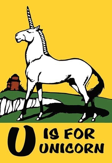 U is for Unicorn- Gallery Wrapped Canvas Art 28" x 42"