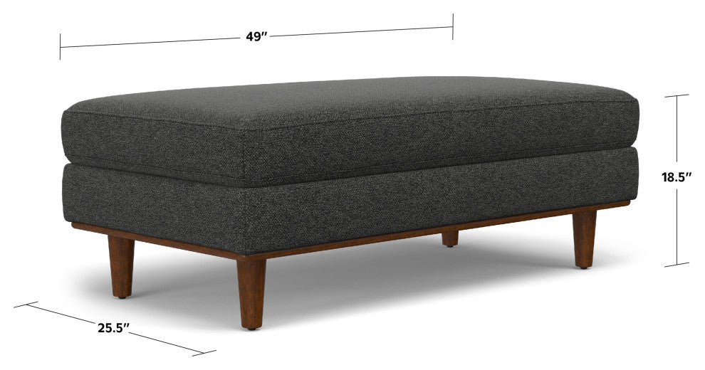 Morrison Large Rectangular Ottoman, Charcoal Grey, 49"