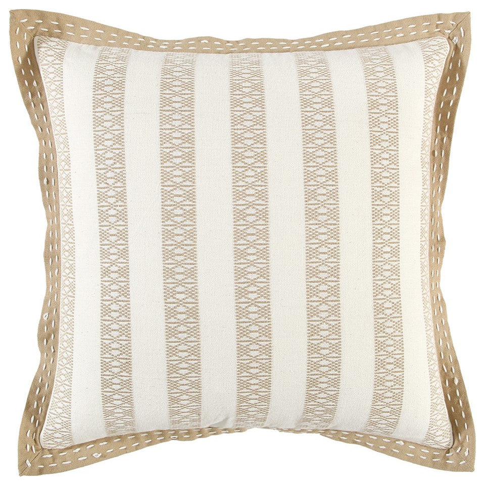 Khaki Ivory Alternate Striped Throw Pillow