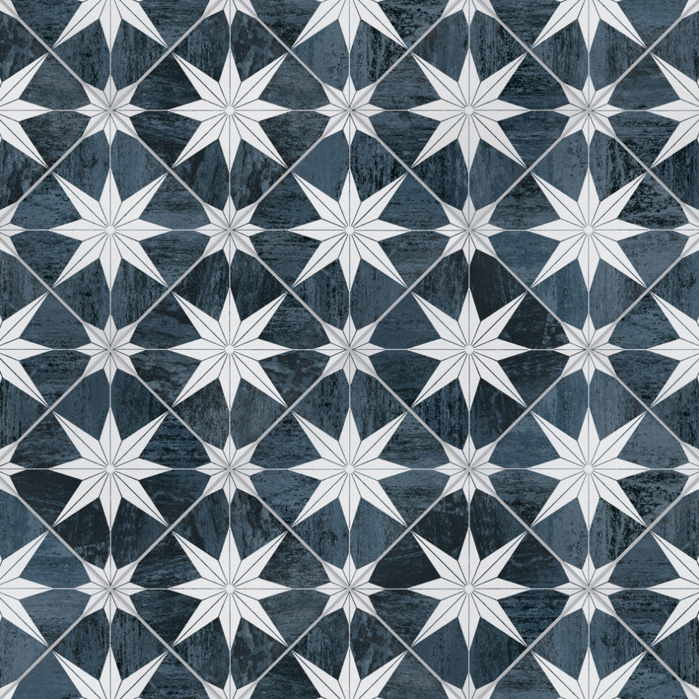 Cassis Stella Porcelain Floor and Wall Tile, Black Night