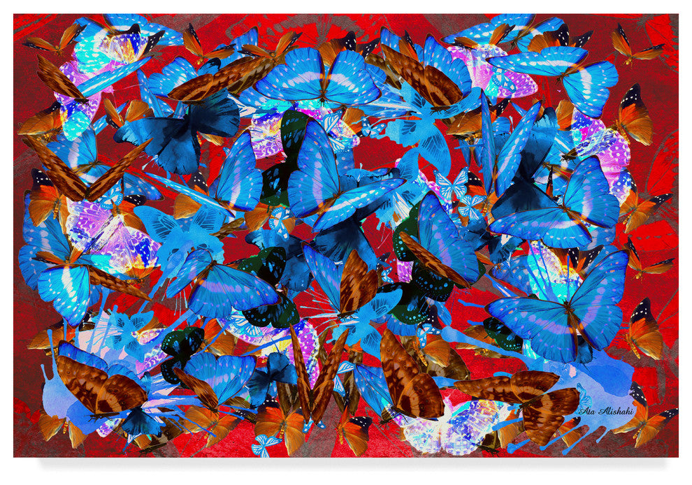 "Red And Blue Abstract" by Ata Alishahi, Canvas Art, 30"x47"