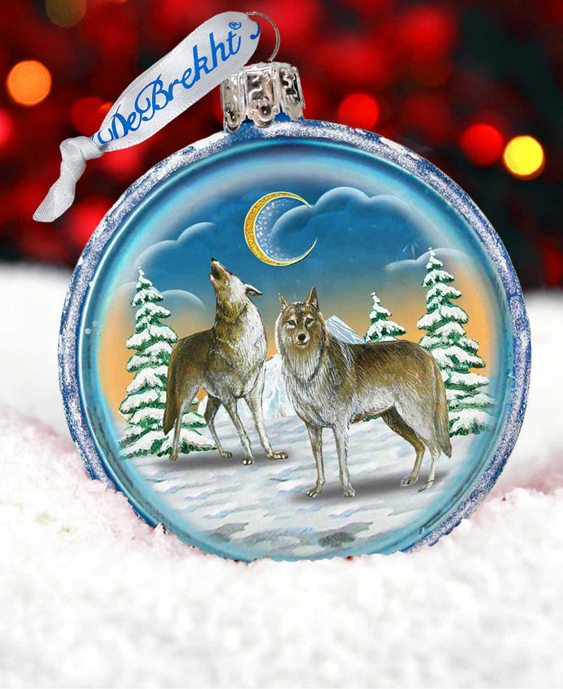 Wolves Glass Ornament Christmas Decor