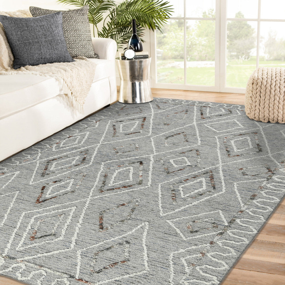 Berlin Tania Area Rug, Light Gray, 5' x 8', Geometric