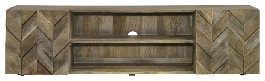2 Doors Wooden TV Stand Media Console, Mango Brown