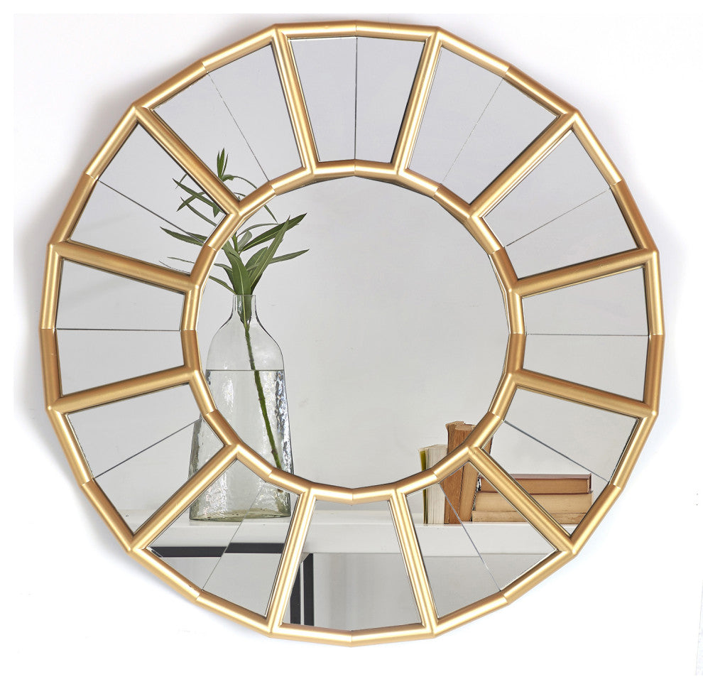 24" Round Gold Wall Mirror