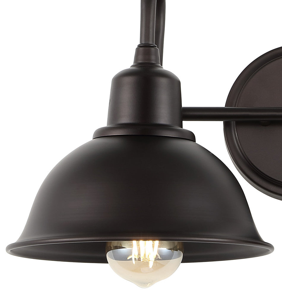 Frisco Farmhouse Industrial Iron LED Vanity, Oil Rubbed Bronze, 2-Light