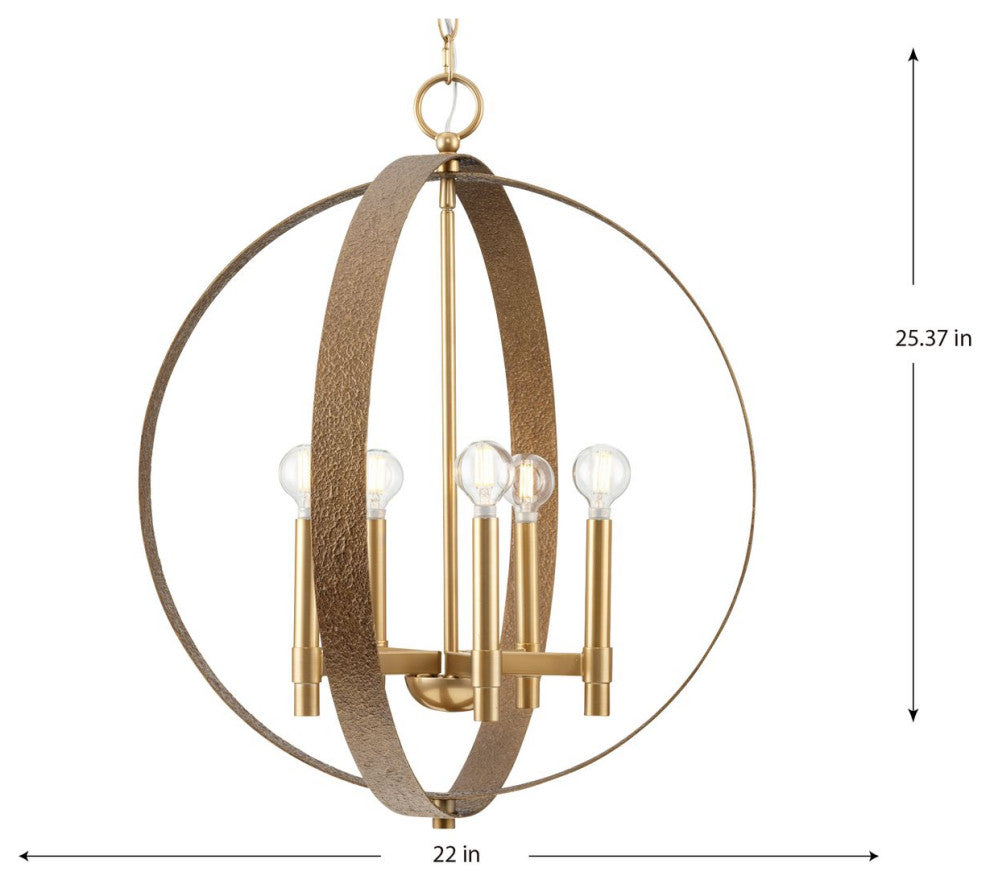 Allegheny Collection Five-Light Rustic Chandelier, Soft Gold