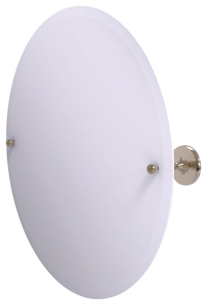 Shadwell Frameless Round Beveled Edge Tilt Mirror, Antique Pewter