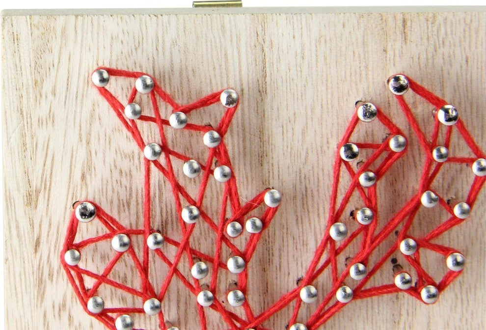 11" "Crazy String" Wood and Red Reindeer Wall Decoration
