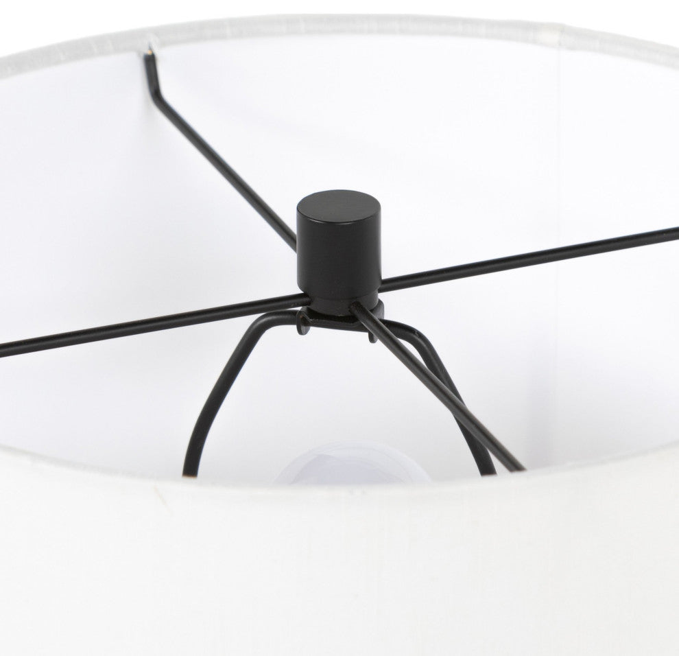 Innes Table Lamp Matte Black Cast Aluminum, White Silk