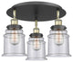 Canton-3 Light 18" Flush Mount-Black Antique Brass, Seedy Glass Shade