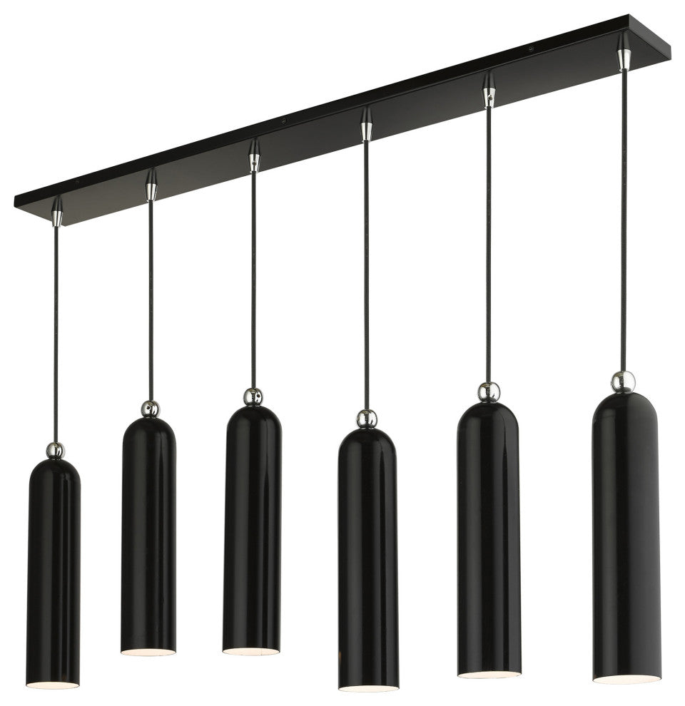 Shiny Black Mid Century Modern, Urban, Scandinavian Linear Pendant