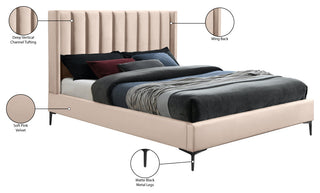 Nadia Velvet Upholstered Bed, Pink, Full