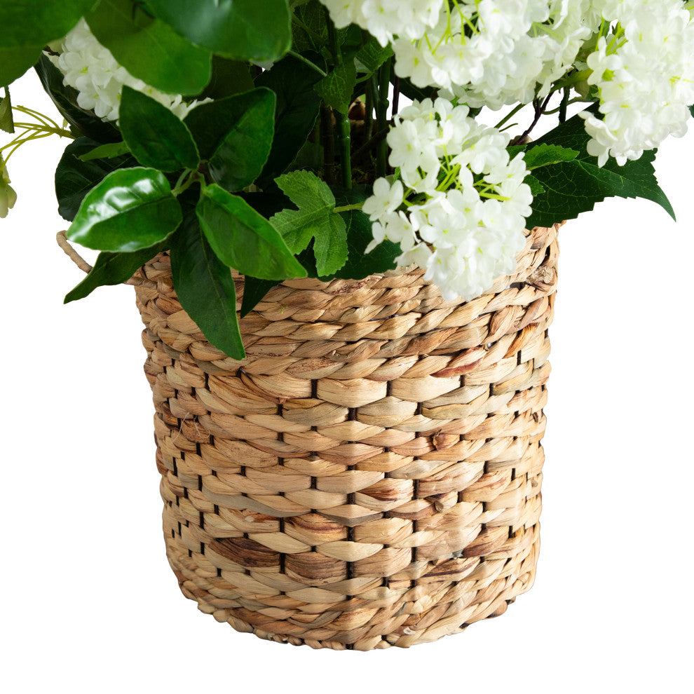 31in. Artificial Mixed Flower Arrangement, Hyacinth Weave Basket