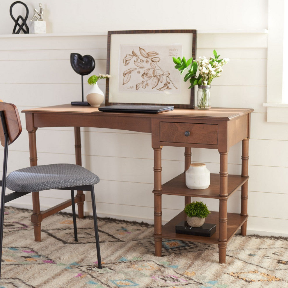 Safavieh Henric 1 Drawer 2 Shelf Desk, Brown