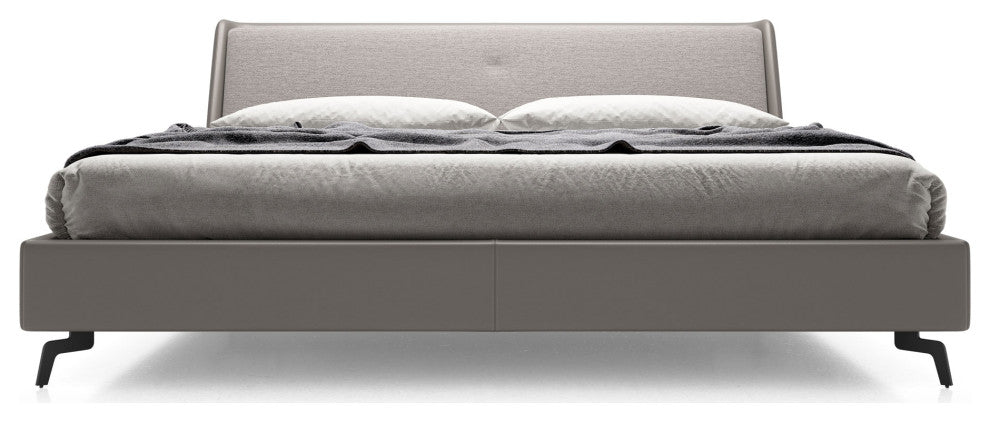 Mitchell Bed, Desert Beige Fabric and Topeka Taupe Eco Leather, Cal King