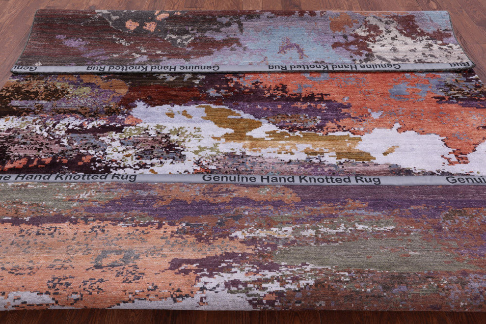 Wool and Silk Abstract Handmade Rug 7' 10" X 10' 0" Q8785
